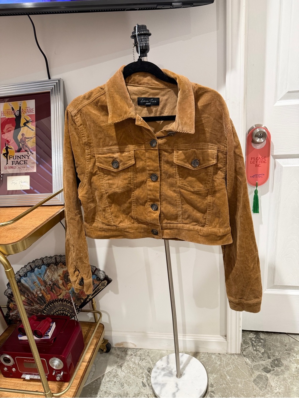 Love Tree Cropped Corduroy Jacket in Camel